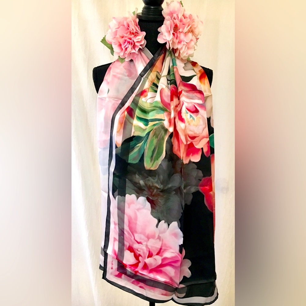 Ted Baker Long Rectangle Painted Posie Scarf
